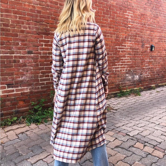 Free People Long Plaid Shirt - Picture 5 of 6